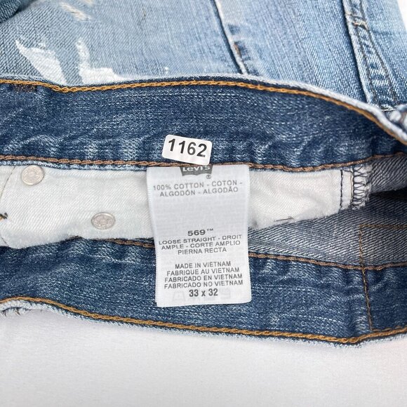 Levis‎ 569 Distressed Hi-Rise Cutoff Denim Shorts Vintage Womens 33 Frayed Hem - Picture 6 of 10